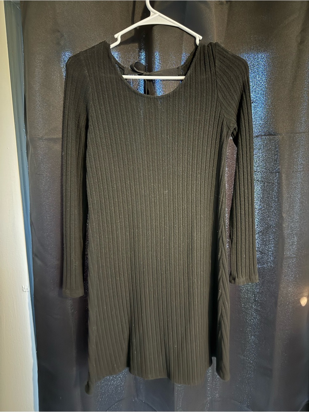 American Eagle Outfitters Black Ribbed Long Sleeve Dress